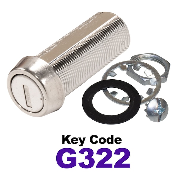 Global RV SS Compartment Lock, Cam/Blade Style, 1-3/4in Threaded Barrel, Blades not Included, Keyed to G322 - CLB-322-134-SS