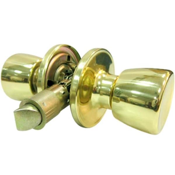 Taiwan Fu Hsing Industrial Taiwan Fu Hsing Industrial 221813 Tru-Guard Tulip Style Knob Mobile Home Passage Lockset; Polished Brass - 221813