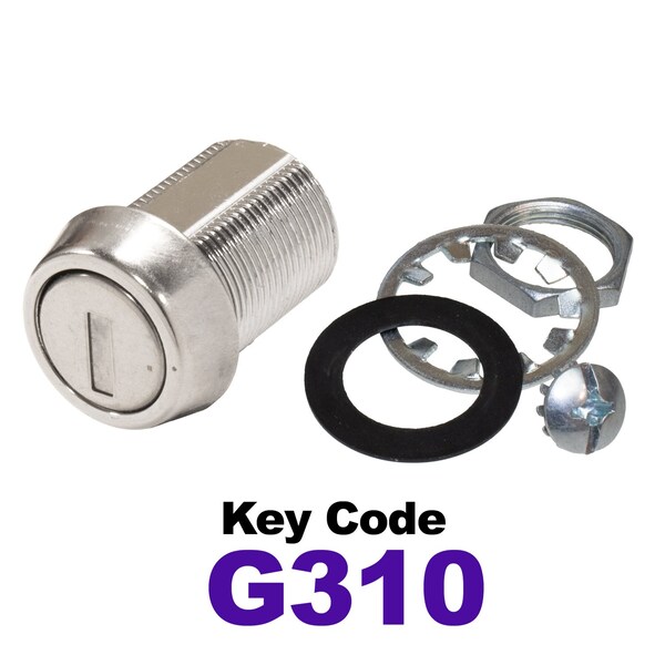 Global RV SS Compartment Lock, Cam/Blade Style, 7/8in Threaded Barrel, Blades not Included, Keyed to G310 - CLB-310-78-SS