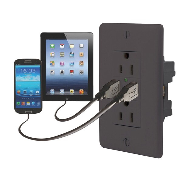 Diamond Group By Valterra Diamond Group DG61072VP Dual Outlet USB Charger - 120V Rec, Black - DG61072VP
