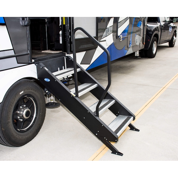Mor/Ryde STEPS AND STEP RUGS RV Use With 2nd Generation StepAbove 4 Step RV Steps Black Powder Coated - STP214-120H