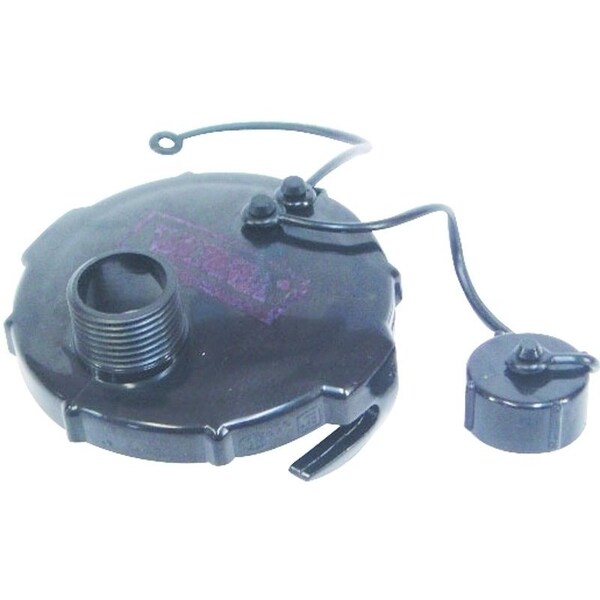 Us Hardware Termination Cap with Hose Outlet, 3 in ID, 3/4 in Male, Plastic, Black - RV-508B