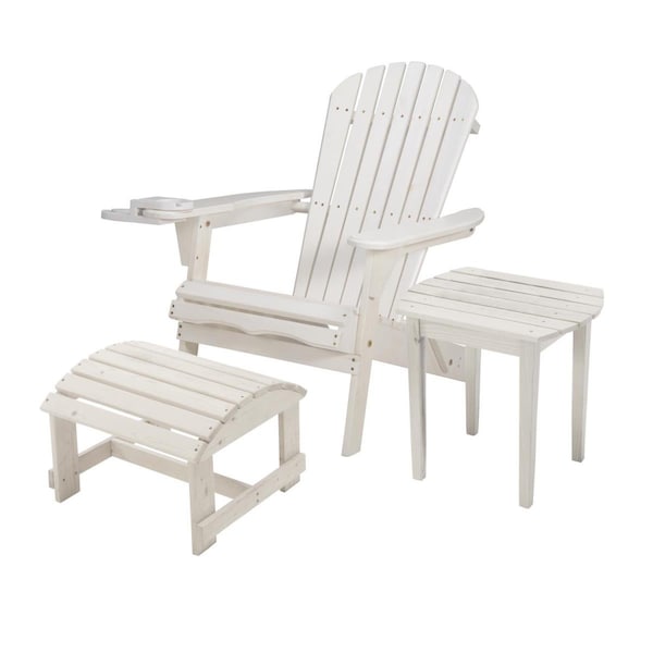 W Unlimited 35 x 32 x 28 in. Foldable Chair with Cup Holder & Ottoman, White - SW2136WT-CHOTET