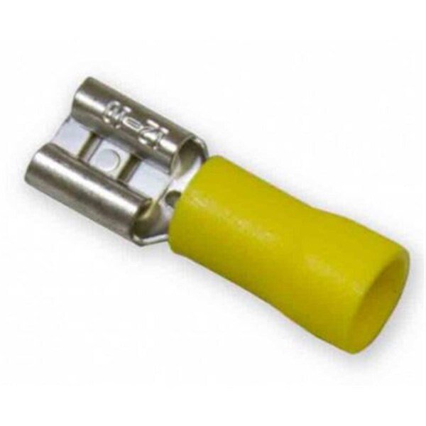 Wirthco 12-10 AWG Vinyl Female Quick Disconnect Silver End with Yellow Boot - W48-80827