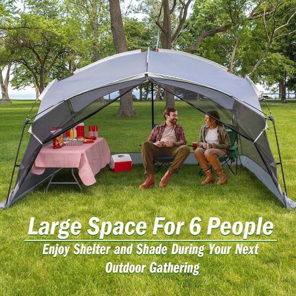 Wakeman Pop Up Canopy Screen Tent - 12x10 Gazebo Shelter with Mosquito Net by Gray - 75-CMP1150
