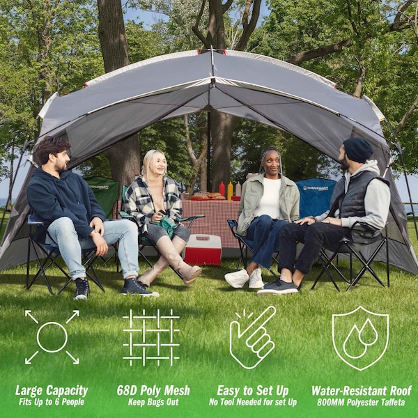Wakeman Pop Up Canopy Screen Tent - 12x10 Gazebo Shelter with Mosquito Net by Gray - 75-CMP1150