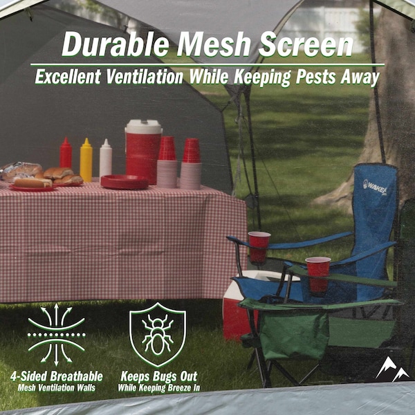 Wakeman Pop Up Canopy Screen Tent - 12x10 Gazebo Shelter with Mosquito Net by Gray - 75-CMP1150