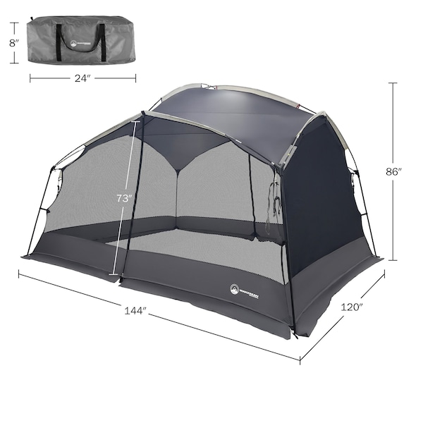 Wakeman Pop Up Canopy Screen Tent - 12x10 Gazebo Shelter with Mosquito Net by Gray - 75-CMP1150