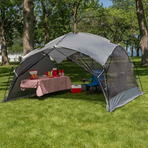 Wakeman Pop Up Canopy Screen Tent - 12x10 Gazebo Shelter with Mosquito Net by Gray - 75-CMP1150