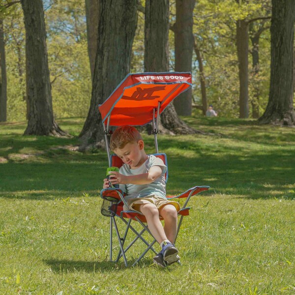 Life Is Good Max Shade Quad Folding Camp Chair With Tilt UV Sun Protection Canopy Navy Blue - QC50CPLG-24SL-1