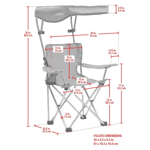 Life Is Good Max Shade Quad Folding Camp Chair With Tilt UV Sun Protection Canopy Navy Blue - QC50CPLG-24SL-1