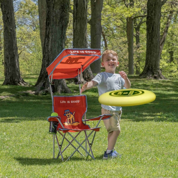 Life Is Good Max Shade Quad Folding Camp Chair With Tilt UV Sun Protection Canopy Navy Blue - QC50CPLG-24SL-1