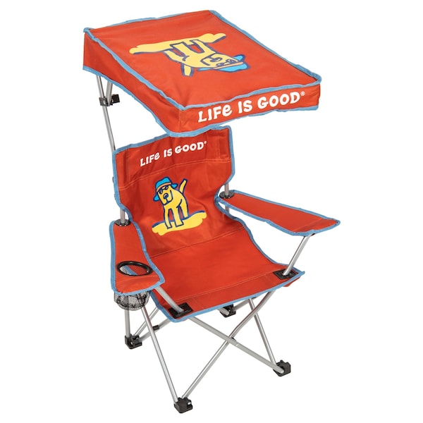 Life Is Good Max Shade Quad Folding Camp Chair With Tilt UV Sun Protection Canopy Navy Blue - QC50CPLG-24SL-1