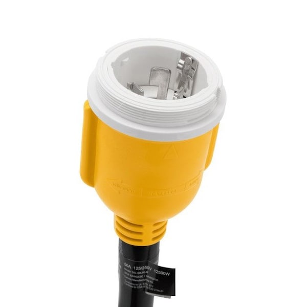Camco 50M/50F AMP LOCKING ADAPTER POWERGRIP 90 DEGREE 18IN CCSAUS - 55572