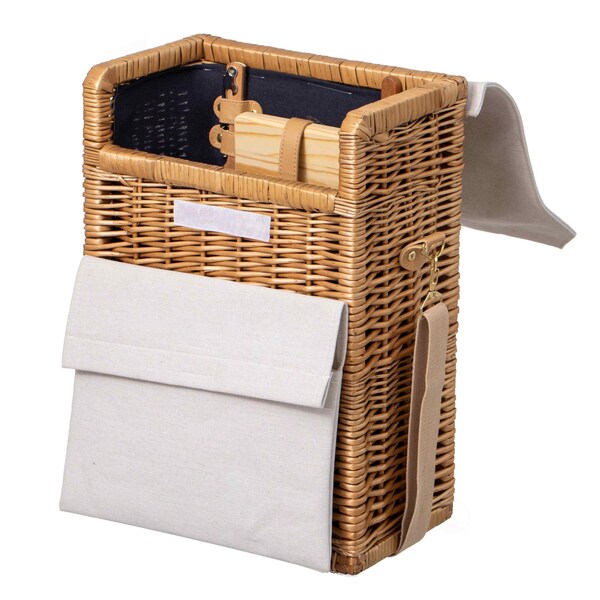 Wickerwise Wine & Cheese Picnic Basket - Wicker Tote Bag for Outdoor Parties, Camping, Travel & - QI004771