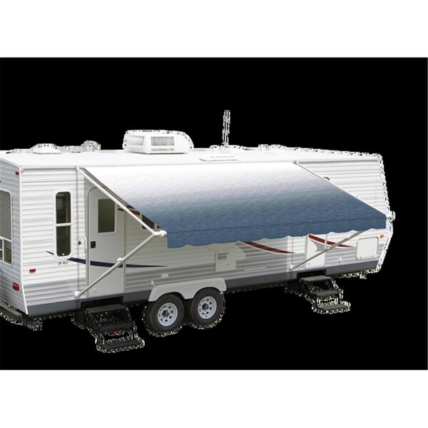 Whole-In-One Springless Patio Awning Vinyl Roller Assembly, White & Black Shale Fade - 16 ft. - WH2438887
