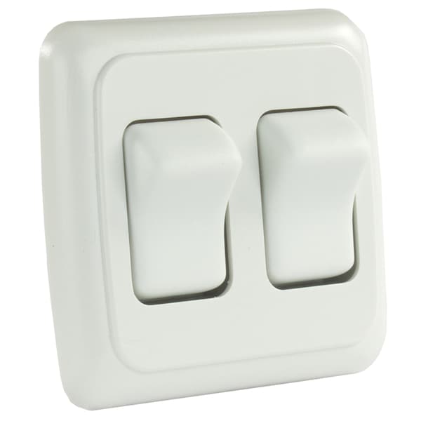 Jr Products JR Products 12015 On/Off Switch with Bezel - Double Switch, White - 12015