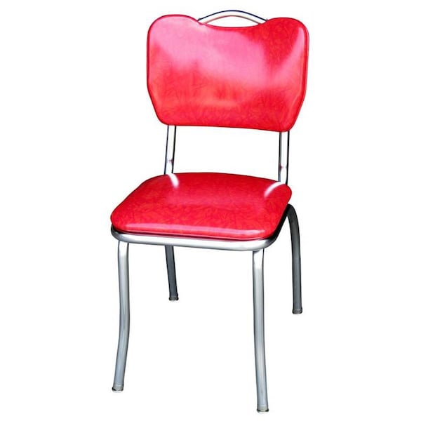Richardson Seating Corp Richardson Seating Corp 4161CIR 4161 Handle Back Diner Chair -Cracked Ice Red- with 1 in. Pulled Seat  - Chrome - 4161CIR