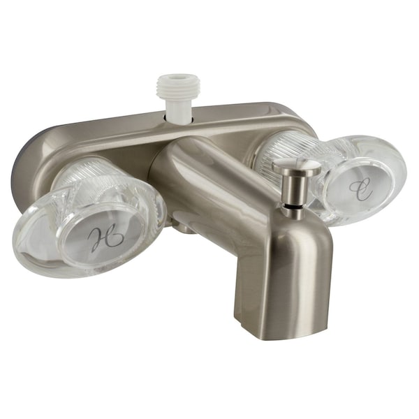 Valterra TUB DIV FAUCET W/ D-SPUD, 4IN, 2 LEVER, 1/4 TURN, PLASTIC, BRUSHED NICKEL - PF223461