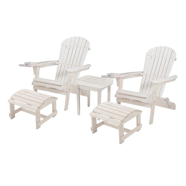 Bold Fontier 35 x 32 x 28 in. 2 Foldable Chair with Ottoman & 1 End Table, White - BO4251857