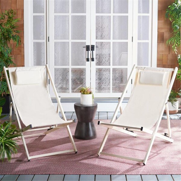 Safavieh Camlin Sling Chairs, Beige & Beige, 2PK - PAT9039A-SET2