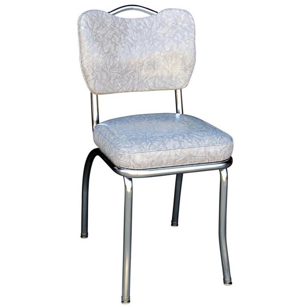 Richardson Seating Corp Richardson Seating Corp 4261CIG 4261 Handle Back Diner Chair -Cracked Ice Grey- with 2 in. Box Seat  - Chrome - 4261CIG