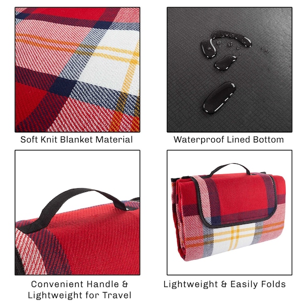 Wakeman Picnic Blanket with Foam Padding - Waterproof and Foldable Mat for Camping by Red Plaid - 75-CMP1101