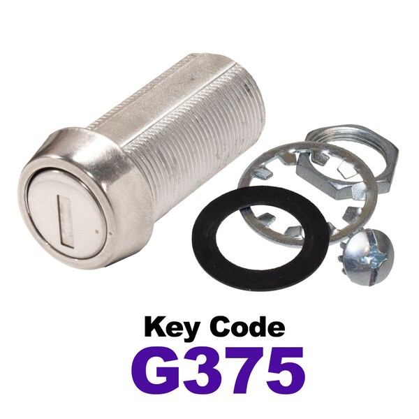 Global RV SS Compartment Lock, Cam/Blade Style, 1-3/8in Threaded Barrel, Keyed to G375, Blades not Included - CLB-375-138-SS