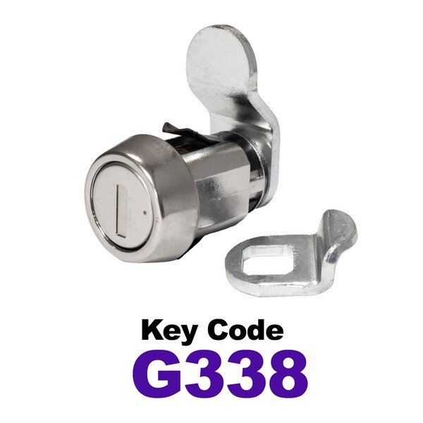Global RV SS Compartment Lock, Cam/Blade Style, 7/8in Press in, Offset Blade, fit 5/8in Use, Keyed, G338 - CLB-338-78SI-SS