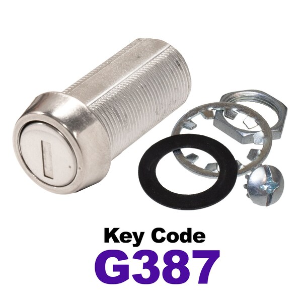 Global RV SS Compartment Lock, Cam/Blade Style, 1-3/8in Threaded Barrel, Keyed to G397, Blades not Included - CLB-387-138-SS