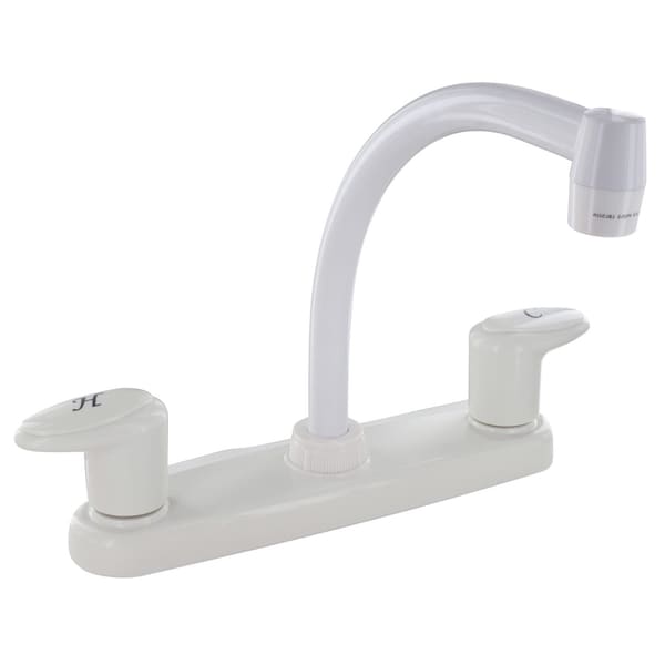 Valterra Faucet, Used For Kitchen; Single Piece 8 Inch Deck Mount; 9 Inch Hi-Arc Spout; 2 Acrylic Lever - PF221202