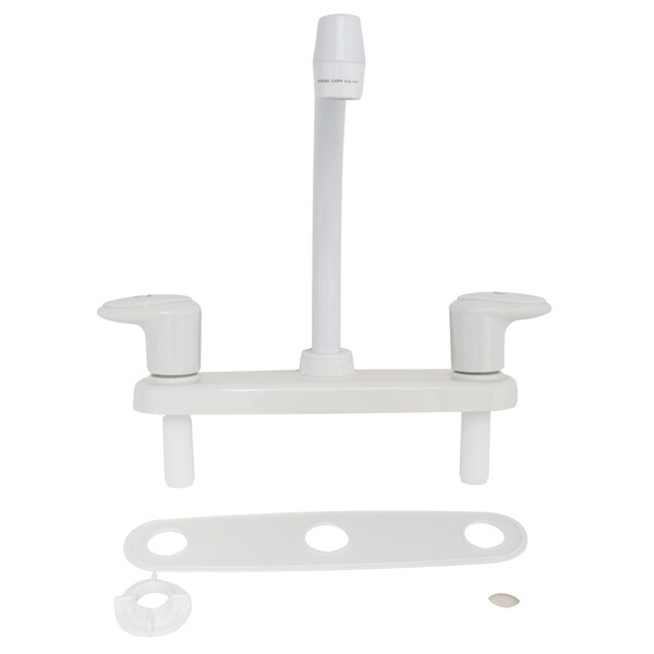 Valterra Faucet, Used For Kitchen; Single Piece 8 Inch Deck Mount; 9 Inch Hi-Arc Spout; 2 Acrylic Lever - PF221202