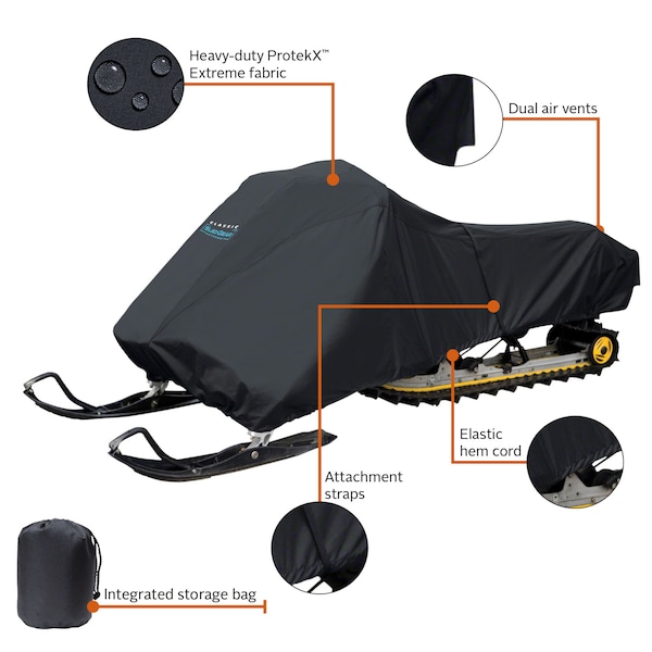 Classic Accessories Travel Cover, 119"-127"L, Blk Snowmobile - 71547