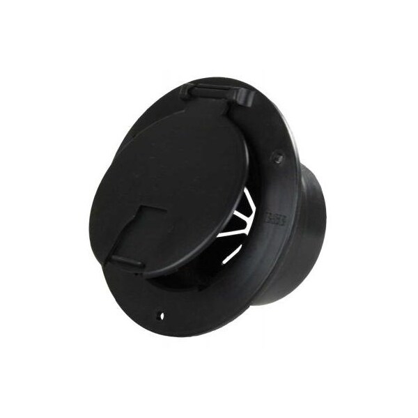 Jr Products DELUXE ROUND ELECTRIC CABLE HATCH W/BACK, BLACK - 541-3-A