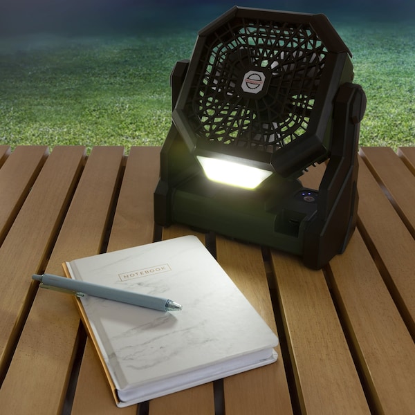 Wakeman Camping Fan with Tent Light - 5400mAh Rechargeable Portable Fan with Light by Wakeman Green - 75-CMP1135