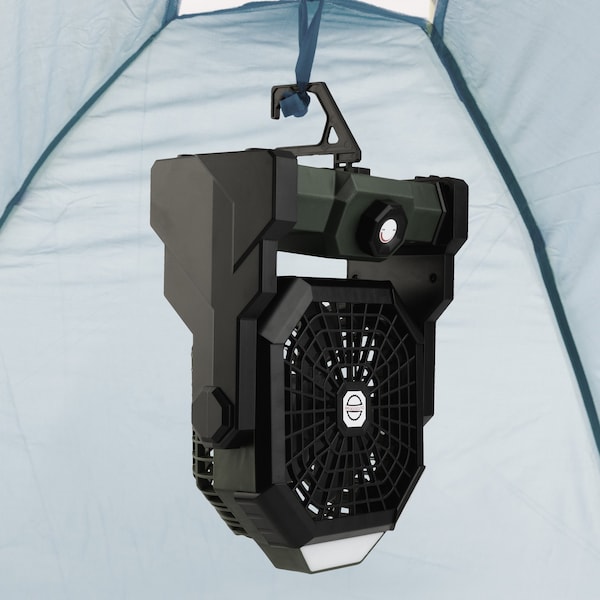 Wakeman Camping Fan with Tent Light - 5400mAh Rechargeable Portable Fan with Light by Wakeman Green - 75-CMP1135