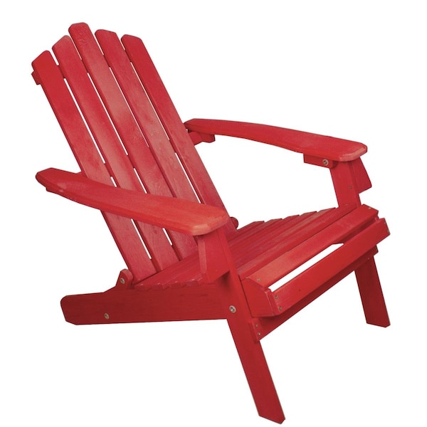 Heat Wave 36 in. Classic Folding Wooden Adirondack Chair - Red - HE1763805