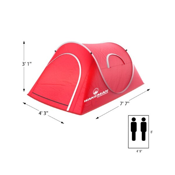 Leisure Sports Pop-up Tent 2-person Water Resistant Barrel Style Tent for Camping with Rain Fly And Carry Bag (Red) - 785824GQY