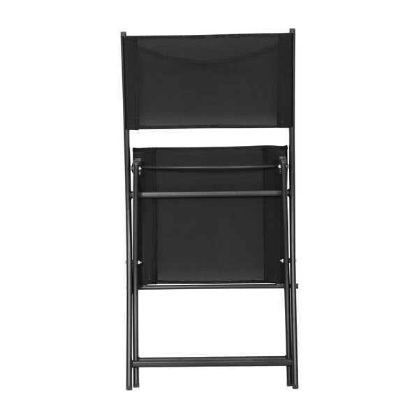 Flash Furniture Brazos Folding Chairs w/Black Flex Comfort Material Backs and Seats and Black Metal Frames, 4PK - 4-TLH-SC-097-BLK-02-GG