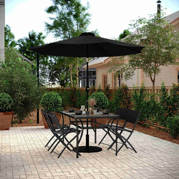 Flash Furniture Brazos Folding Chairs w/Black Flex Comfort Material Backs and Seats and Black Metal Frames, 4PK - 4-TLH-SC-097-BLK-02-GG
