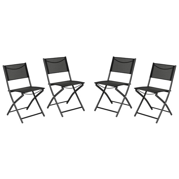 Flash Furniture Brazos Folding Chairs w/Black Flex Comfort Material Backs and Seats and Black Metal Frames, 4PK - 4-TLH-SC-097-BLK-02-GG