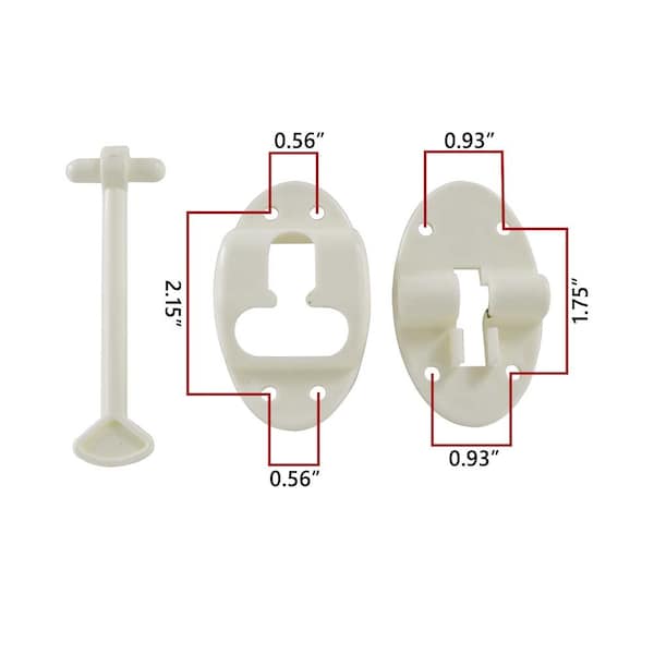 Superior Electric 3-1/2-Inch Plastic 'T' Style Entry Door Latch Holder with Hardware for RV Trailer - White - RVA1617