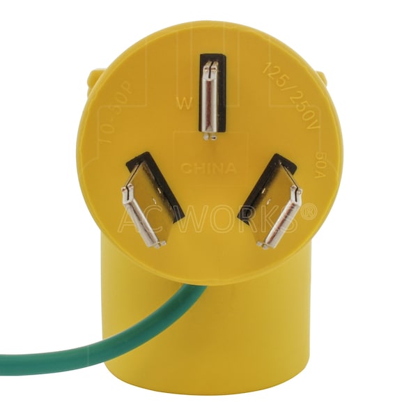 Ac Works NEMA 10-50P 3-Prong 50A Old Welder/Range Plug to 30A RV Adapter - RV1050TT