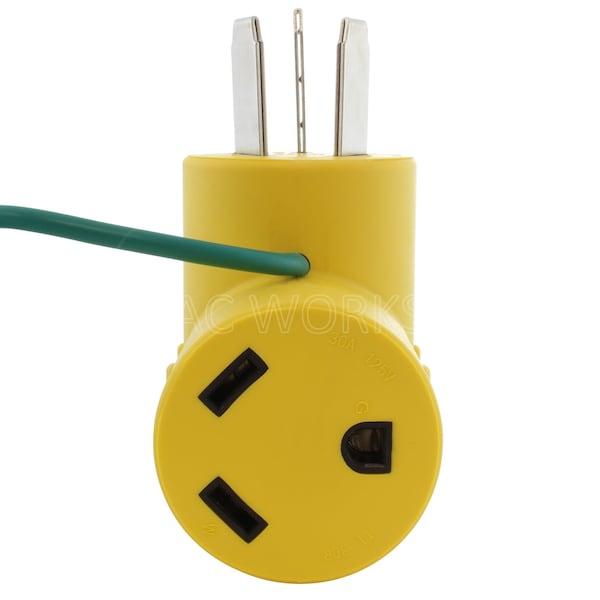 Ac Works NEMA 10-50P 3-Prong 50A Old Welder/Range Plug to 30A RV Adapter - RV1050TT