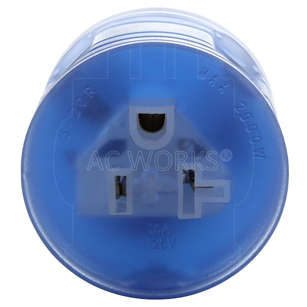 Ac Works RV 30A TT-30P Plug to 5-20R 15/ 20A Household Outlet with Power Indicator - RVTT520
