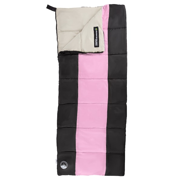 Wakeman Lightweight Kids Sleeping Bag - Carrying Bag Included - For Camping by Outdoors Pink/Black - 75-CMP1071