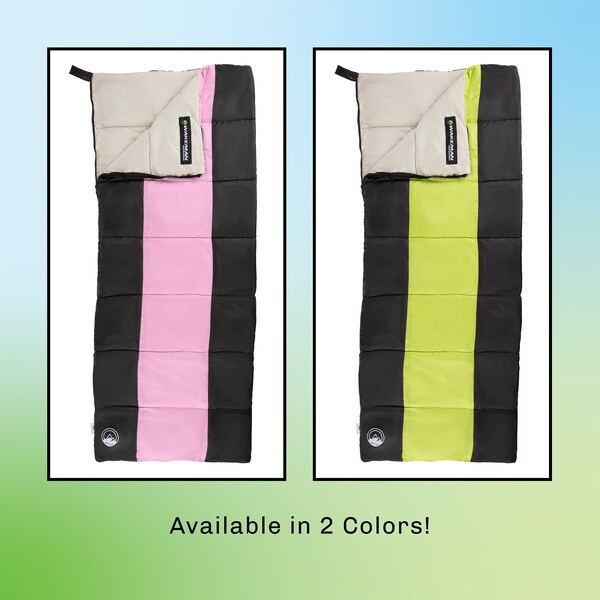 Wakeman Lightweight Kids Sleeping Bag - Carrying Bag Included - For Camping by Outdoors Pink/Black - 75-CMP1071