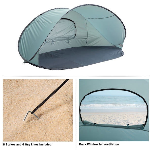 Wakeman Pop Up Beach Tent - Fits 2-3 People - Sun Shelter with UV Protection, Ventilation by Blue - 75-CMP1104