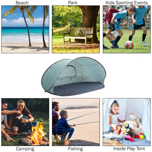 Wakeman Pop Up Beach Tent - Fits 2-3 People - Sun Shelter with UV Protection, Ventilation by Blue - 75-CMP1104