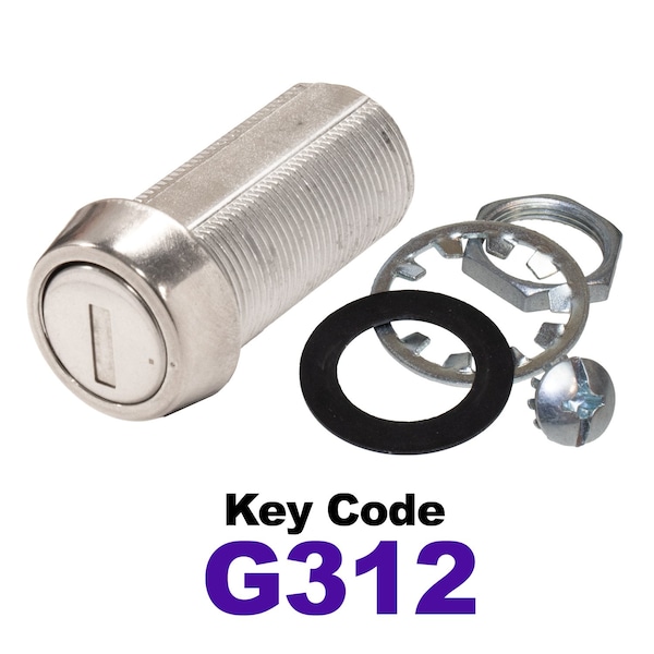 Global RV SS Compartment Lock, Cam/Blade Style, 1-3/8in Threaded Barrel, Keyed to G312, Blades not Included - CLB-312-138-SS
